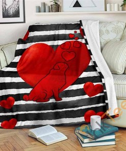 Pug Hearts Sherpa Fleece Blanket Gifts for Family, for Couple