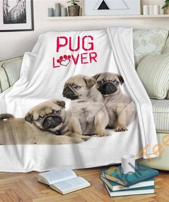 Pug Lover Sherpa Fleece Blanket Gifts for Family, for Couple