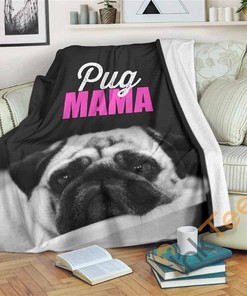 Pug Mama Sherpa Fleece Blanket Gifts for Family, for Couple