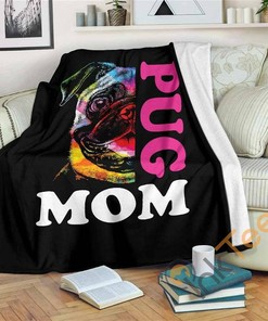 Pug Mom Sherpa Fleece Blanket Gifts for Family, for Couple