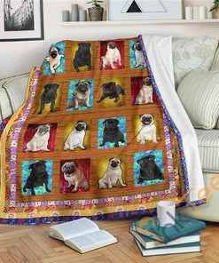Pug Sherpa Blanket Fleece Blanket Gift