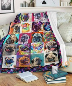 Pug Sherpa Fleece Blanket Gifts for Dog Lovers