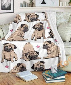 Pug Sherpa Fleece Blanket Gifts for Family, for Couple