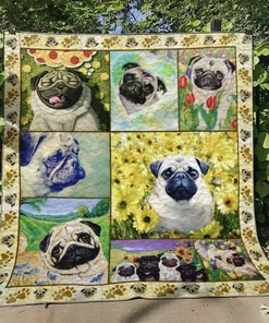 Pugs In The Garden Quilt Blanket Bedding Set Great Customized Blanket Gifts For Birthday Christmas Thanksgiving