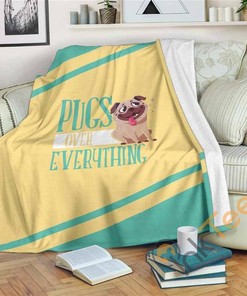 Pugs Over Everything Sherpa Fleece Blanket Gifts for Family, for Couple