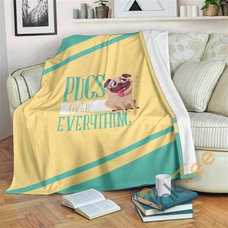 Pugs Over Everything Sherpa Fleece Blanket Gifts for Family, for Couple