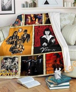 Pulp Fiction Fleece Fan Gift Memorial Sherpa Fleece Blanket Gifts for Family, for Couple
