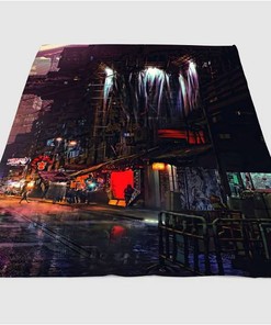 Purple Aesthetic Blade Runer Sherpa Fleece Blanket Gifts for Family, for Couple