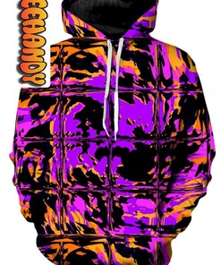 Purple Blackout Rave Glitch Unisex 3D Hoodie