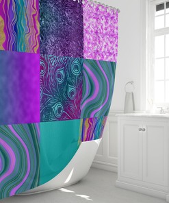 Purple Boho Shower Curtain for Bathroom Decor, Home Decor