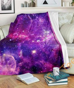 Purple Bursting Galaxy Space Sherpa Fleece Blanket Gifts for Family, for Couple