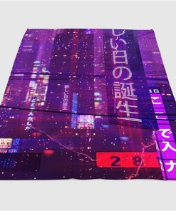 Purple City Cyberpunk Sherpa Fleece Blanket Gifts for Family, for Couple