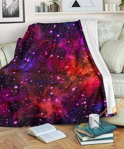Purple Dark Galaxy Space Sherpa Fleece Blanket Gifts for Family, for Couple