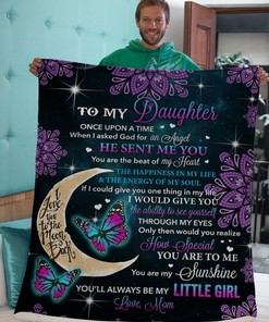 Purple Flower Once Upon A Time Mom To Daughter Fleece Blanket Quilt Blanket Bedding Set For Daughter