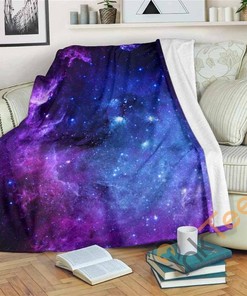 Purple Galaxy Space Blue Starfield Sherpa Fleece Blanket Gifts for Family, for Couple