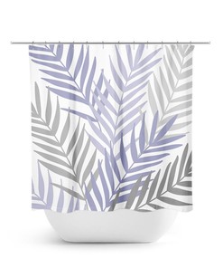Purple Gray Bathroom, Lavender Bathroom, Palm Tree Shower Curtain, Tropical Bathroom, Guest Bathroom, Botanical Bath Curtain