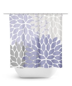 Purple Gray Shower Curtain, Floral Bath Curtain, Lavender Bathroom, Fabric Shower Curtain, Girls Bathroom Decor, Purple Bathroom