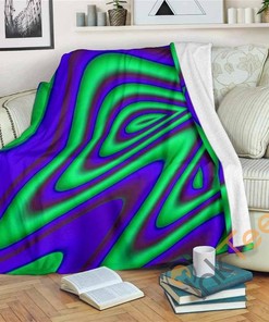 Purple Green Psychedelic Trippy Sherpa Fleece Blanket Gifts for Family, for Couple