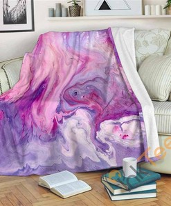 Purple Liquid Marble Sherpa Fleece Blanket Gifts for Family, for Couple
