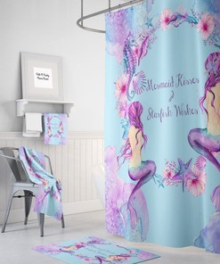 Purple Mermaid Shower Curtain for Bathroom Decor, Home Decor