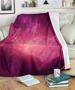 Purple Nebula Cloud Galaxy Space Sherpa Fleece Blanket Gifts for Family, for Couple