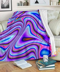 Purple Psychedelic Trippy Sherpa Fleece Blanket Gifts for Family, for Couple