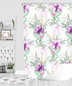 Purple Roses Floral Bathroom Decor, Shower Curtain, Bath Towels, Bath Mat, Hand Towel Options