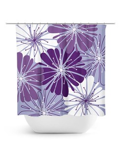 Purple Shower Curtain, Floral Bath Curtain, Lavender Bathroom, Fabric Shower Curtain, Girls Bathroom Decor, Purple Bathroom