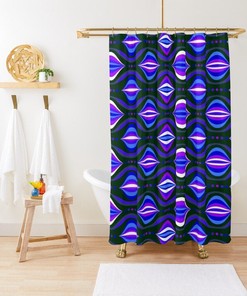 Purple Shower Curtain, Groovy Shapes, Retro Shower Curtain, Eco-Friendly, Eco-Shower Curtain, Waterproof, Funky Decor