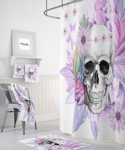 Purple Skull Boho Shower Curtain