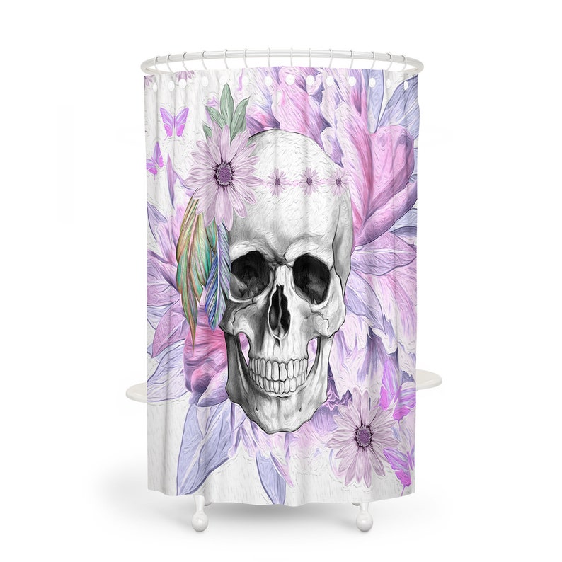Purple Skull Boho Shower Curtain - Image 3