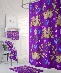 Purple Sloth Shower Curtain or Bathroom Set