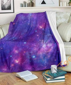 Purple Stardust Cloud Galaxy Space Sherpa Fleece Blanket Gifts for Family, for Couple