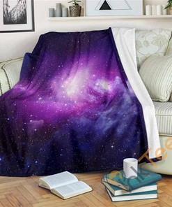 Purple Starfield Galaxy Space Sherpa Fleece Blanket Gifts for Family, for Couple