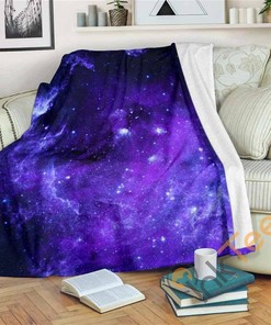Purple Stars Nebula Galaxy Space Sherpa Fleece Blanket Gifts for Family, for Couple