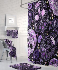 Purple Sugar Skull Shower Curtain