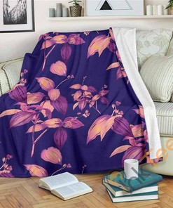 Purple Tropical Hawaiian Pattern Sherpa Fleece Blanket Gifts for Family, for Couple