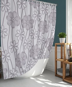 Purple Violet Floral Shower Curtain, Botanical Summer Garden Flowers, House Warming Gift