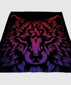 Purple Wolf Sherpa Fleece Blanket Gifts for Family, for Couple