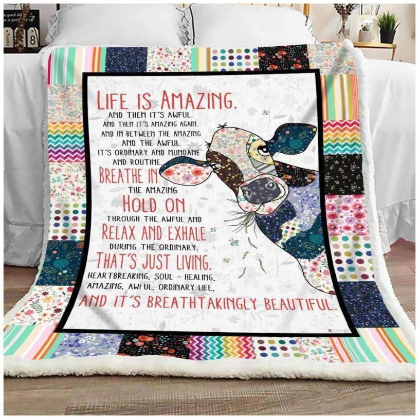 Quilt Blanket Bedding Set Cow Life Is Amazing for Home Décor