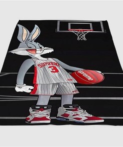 Rabbit Basketball Sherpa Fleece Blanket Gifts for Family, for Couple