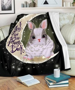 Rabbit I Love You To The Moon And Back Sherpa Fleece Blanket Gifts for Family, for Couple