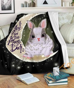 Rabbit Moon Sherpa Fleece Blanket Gifts for Family, for Couple