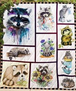 Raccoon Painting Art Quilt Blanket Bedding Set