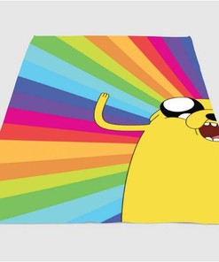 Rainbow Adventure Time Sherpa Fleece Blanket Gifts for Family, for Couple