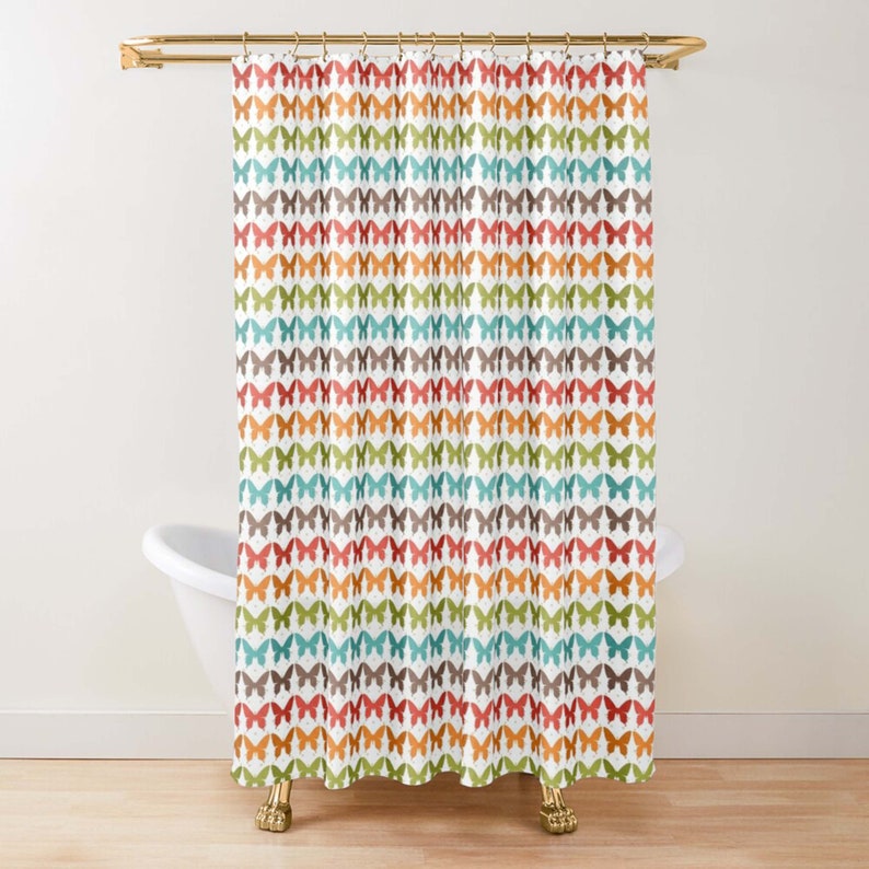 Rainbow Butterfly Shower Curtain, Colorful Pattern Fabric Bathroom Curtain, Home Bathroom Set Decor - Image 2