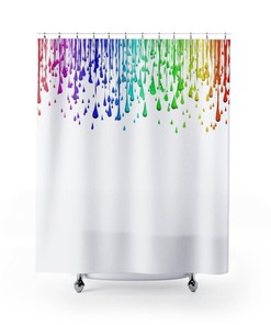 Rainbow Drops Shower Curtain, Colorful Bath Curtain, Bathroom Art, Fun Hippy Boho Tub Curtain