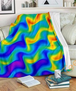Rainbow Psychedelic Trippy Sherpa Fleece Blanket Gifts for Family, for Couple