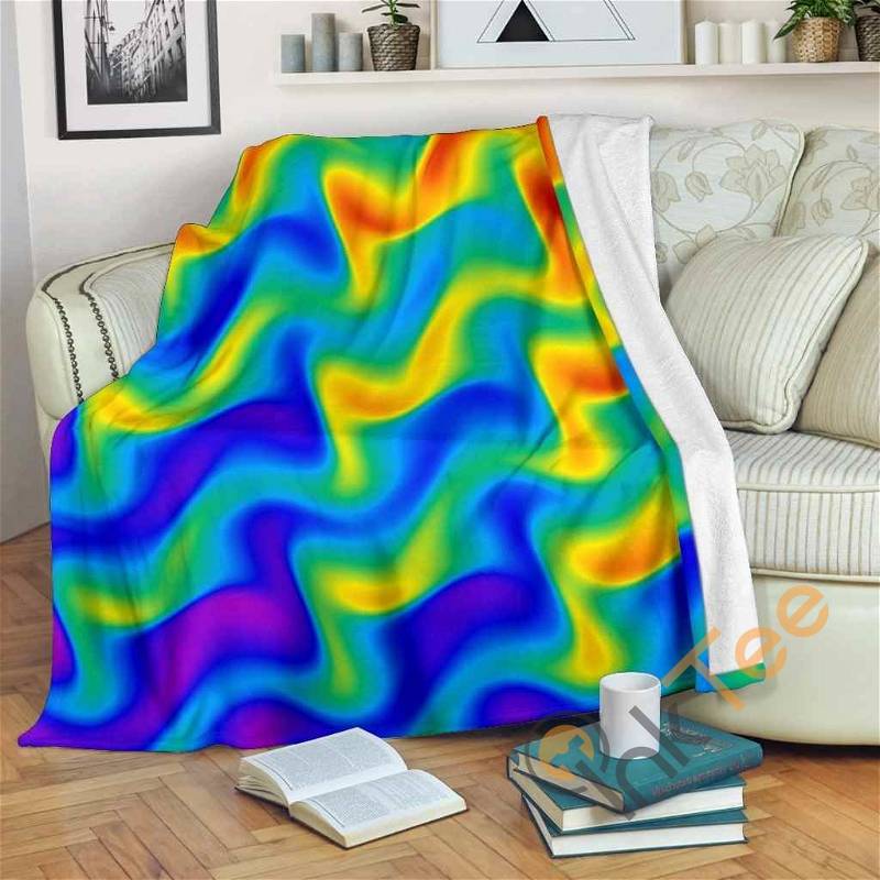 Rainbow Psychedelic Trippy Sherpa Fleece Blanket Gifts for Family, for Couple