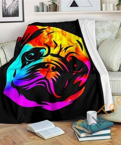 Rainbow Pug Sherpa Fleece Blanket Gifts for Family, for Couple
